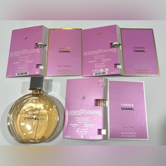 CHANEL CHANCE Eau De Parfum 1.7 OZ And 3 X Chance Travel Size Spay With Box - Picture 10 of 13